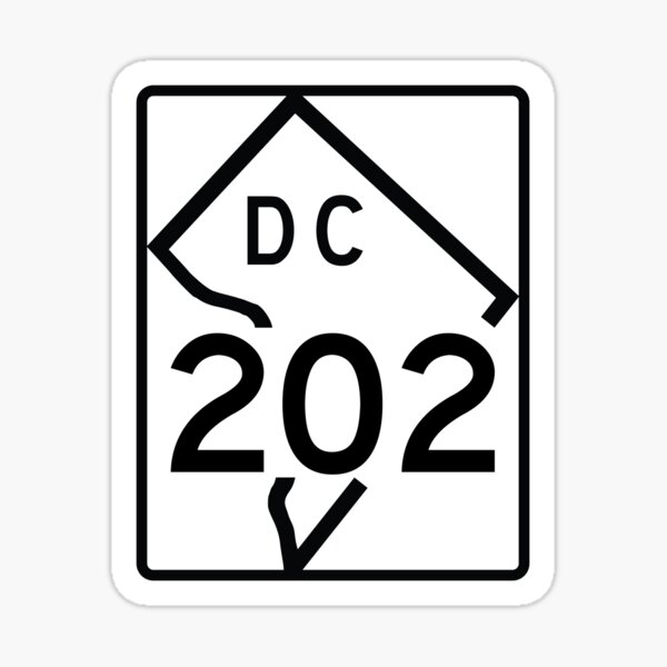 Washington DC Route 202 (Area Code 202) Sticker