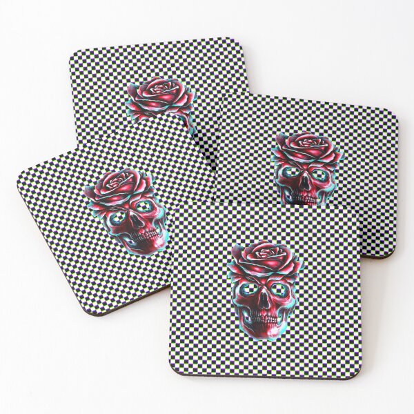 Item preview, Rose Skull on 3D, Checkered, Trippy Background designed and sold by Coolkinglou.