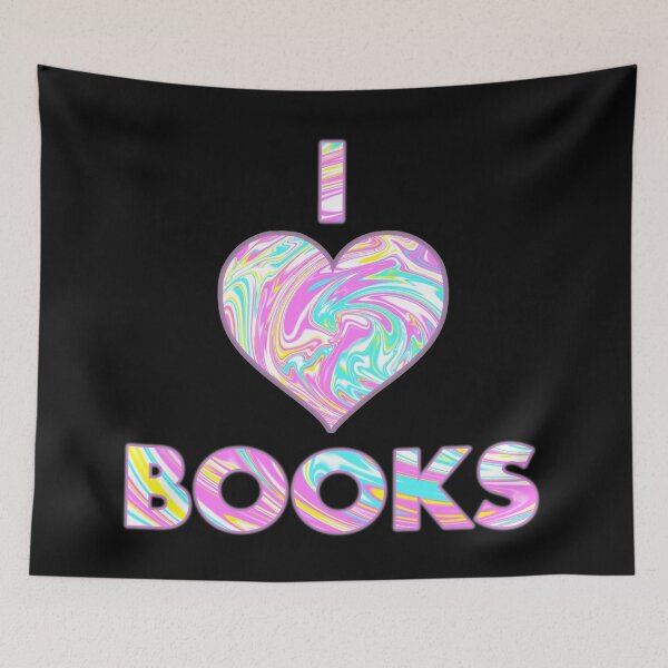 Item preview, I HEART BOOKS in psychedelic colours designed and sold by SquareClub.
