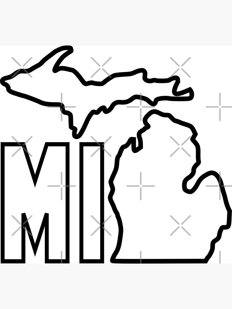 "Michigan MI Outline Black Line" Poster for Sale by TaoJones42 Redbubble