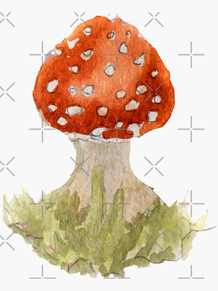Red Fairy Mushroom in Watercolor by WitchofWhimsy