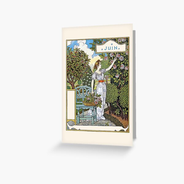 Item preview, Juin Eugene Grasset La Belle Jardiniere Greeting Cards and Postcards designed and sold by RedCapeTales.