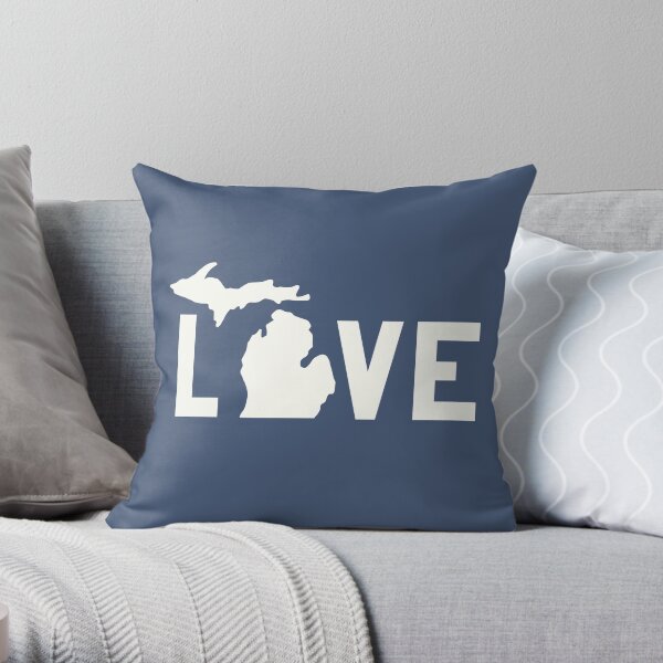 Michigan Love - All White Throw Pillow