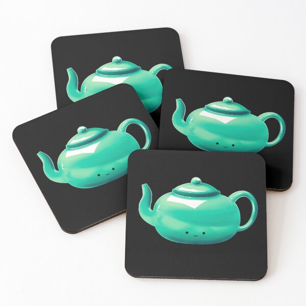 Item preview, cyan kawaii teapot/ tea  designed and sold by Jenny Romeril.