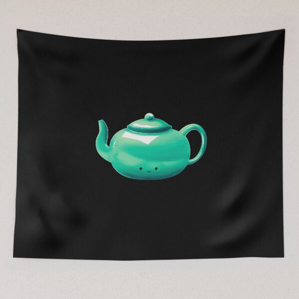 Item preview, cyan kawaii teapot/ tea  designed and sold by Jenny Romeril.
