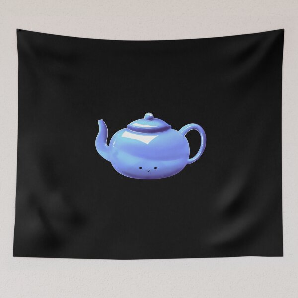 Item preview, blue kawaii teapot/ tea  designed and sold by Jenny Romeril.