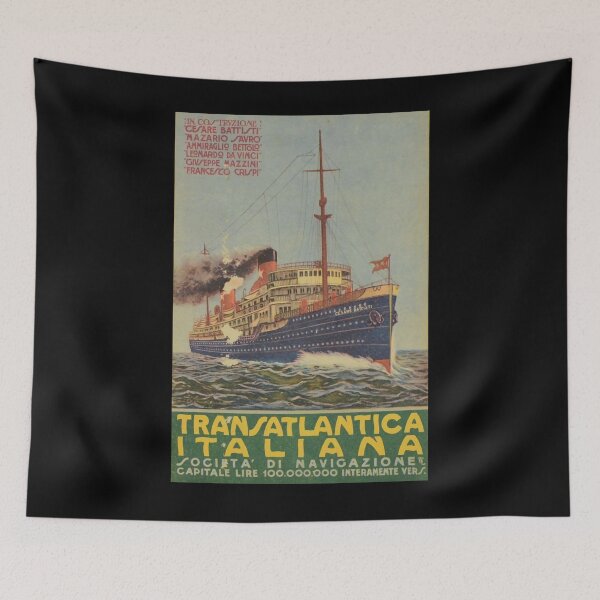 Item preview, Transatlantica Italiana vintage travel poster designed and sold by stickart-marek.