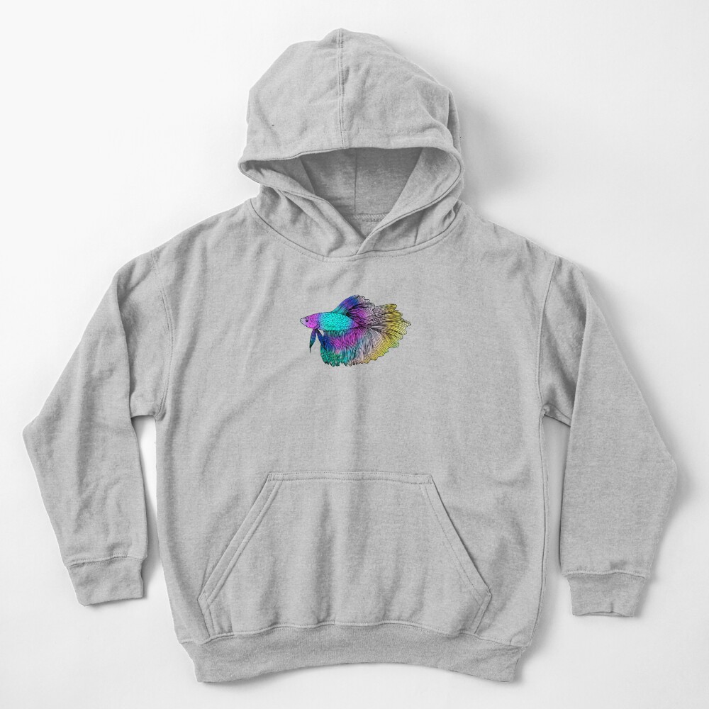 Rainbow Betta Fish Kids Pullover Hoodie