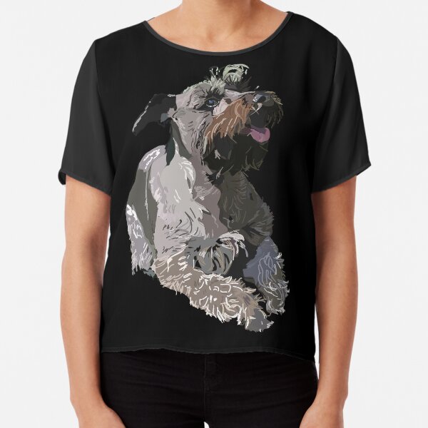 Khan, the miniature schnauzer dog Chiffon Top