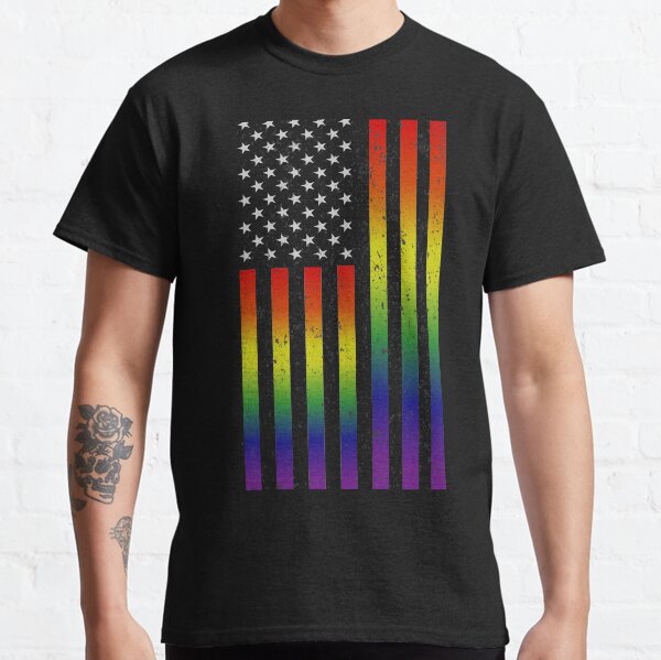 Rainbow American Flag T Shirts for Sale Redbubble