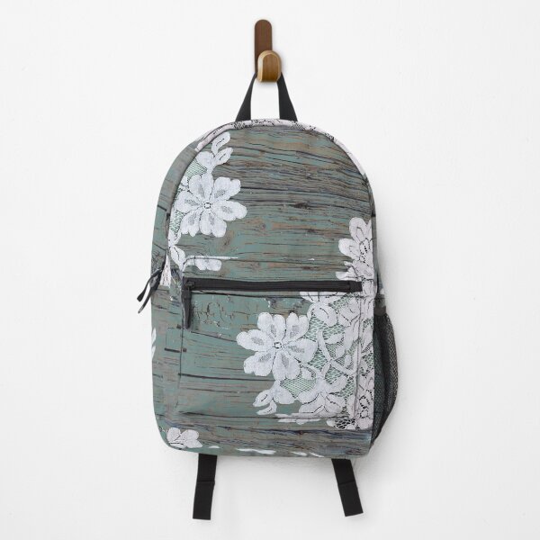 Item preview, Distressed floral white lace western country teal barn wood designed and sold by LEILA ART SPACE.