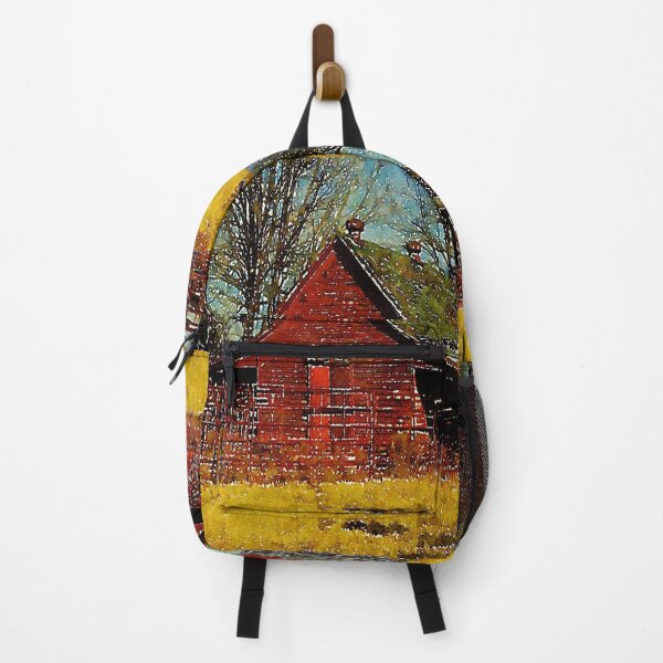 Item preview, Watercolor Autumn landscape Primitive western country red barn designed and sold by LEILA ART SPACE.