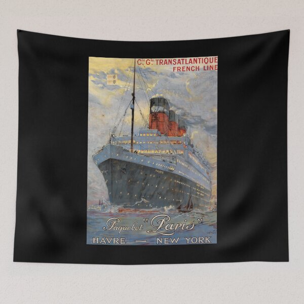 Item preview, French Line Havre New York vintage travel poster designed and sold by stickart-marek.