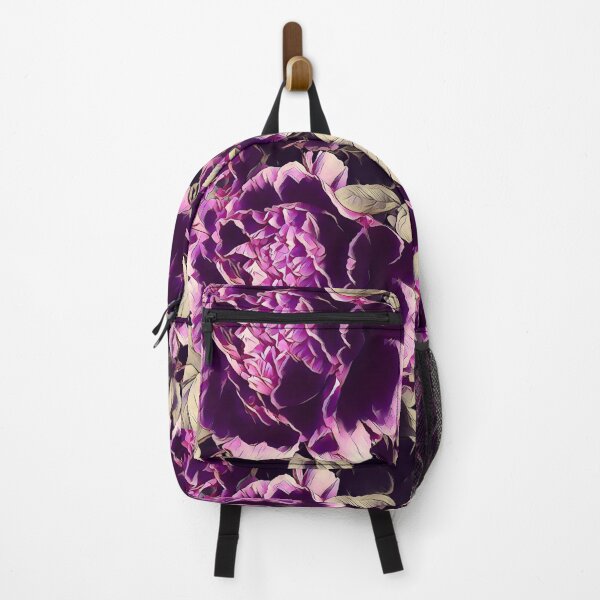 Item preview, 1980s boho chic feminine botanical watercolor floral purple peony designed and sold by LEILA ART SPACE.