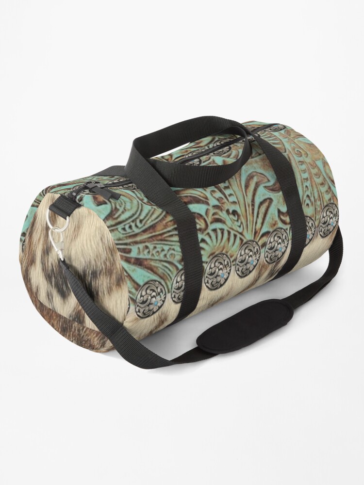 tooled leather duffle bag