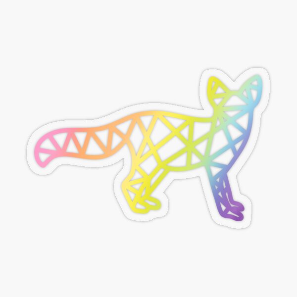 Rainbow Fox Geometric Sticker Transparent Sticker