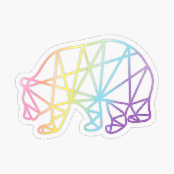 Rainbow Bear Geometric Sticker Transparent Sticker