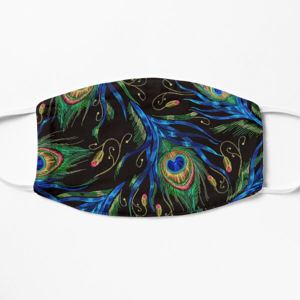 Embroidery peacock feathers Flat Mask