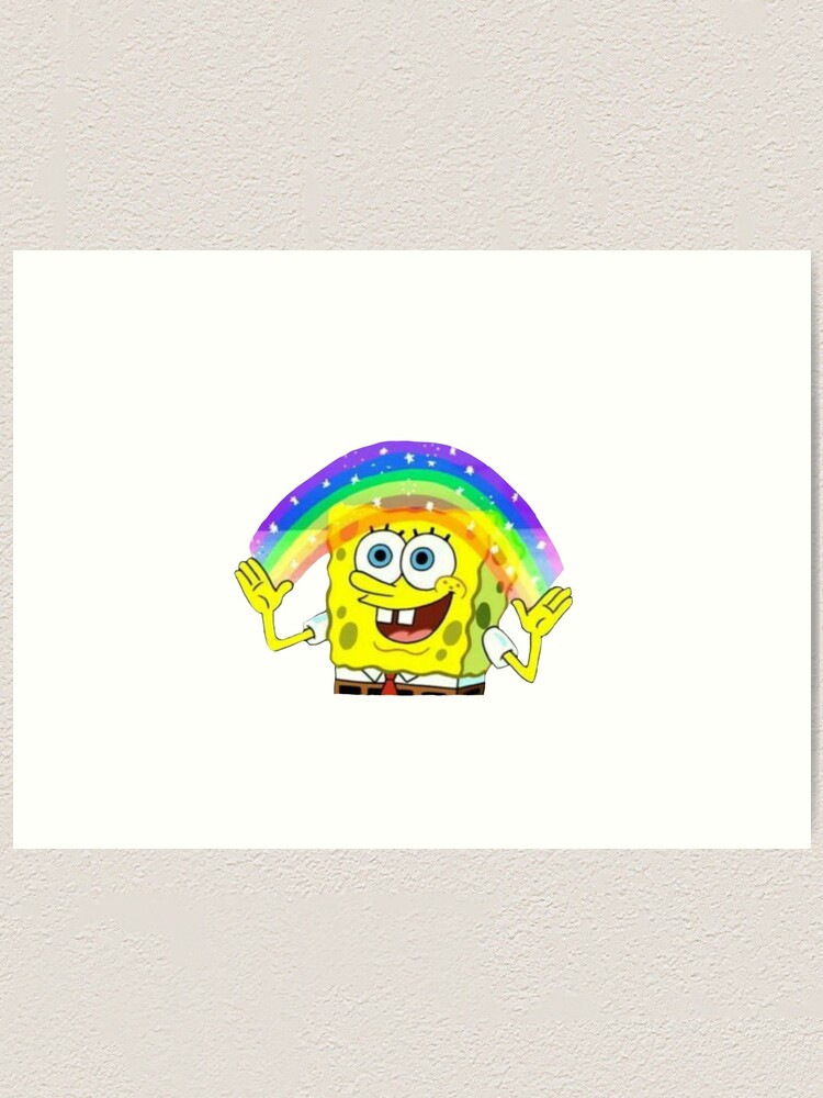 Spongebob Rainbow Meme Art Print By Rachelwilsson14 Redbubble