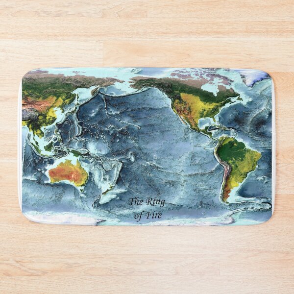 Item preview, World Map showing Land and the Pacific Ocean - The Ring of Fire designed and sold by ThinkAboutMaps.