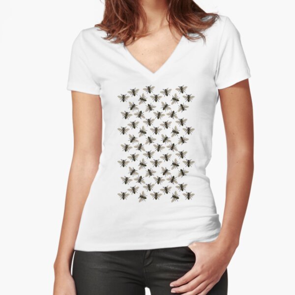 Honey Bee Pattern | Bees | Bee Patterns | Honey Bees | Vintage Bees | Fitted V-Neck T-Shirt