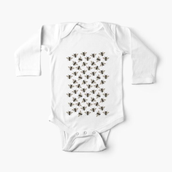 Honey Bee Pattern | Bees | Bee Patterns | Honey Bees | Vintage Bees | Long Sleeve Baby One-Piece