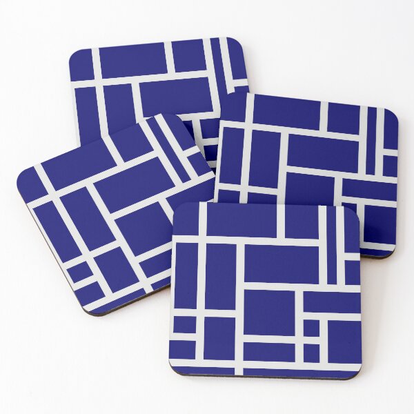 Item preview, Navy Blue and White Rectangular Geometric Block Art Design designed and sold by inquestyle.