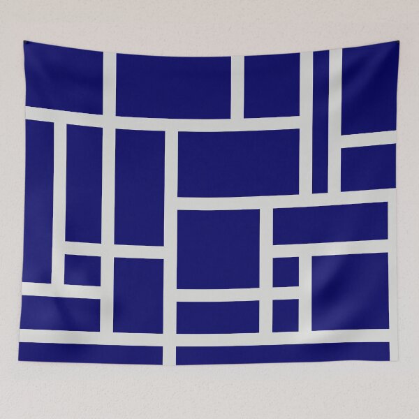 Item preview, Navy Blue and White Rectangular Geometric Block Art Design designed and sold by inquestyle.