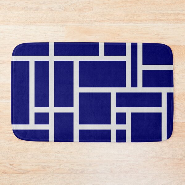 Item preview, Navy Blue and White Rectangular Geometric Block Art Design designed and sold by inquestyle.