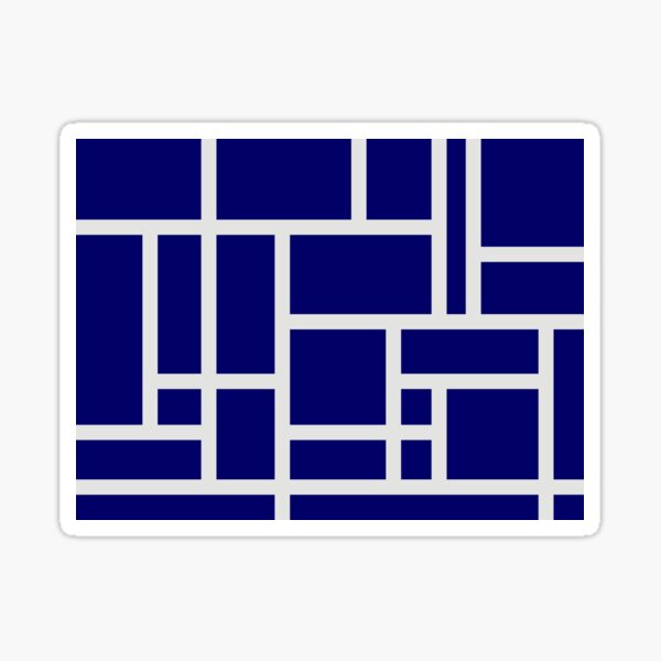 Navy Blue and White Rectangular Geometric Block Art Design Sticker