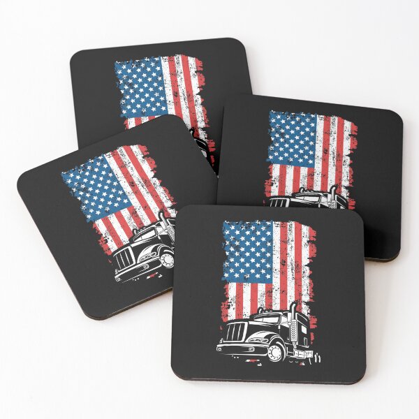 Item preview, 18-Wheeler Truck and American Flag designed and sold by EstelleStar.