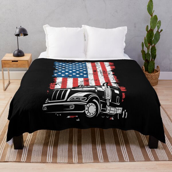 Item preview, 18-Wheeler Truck and American Flag designed and sold by EstelleStar.