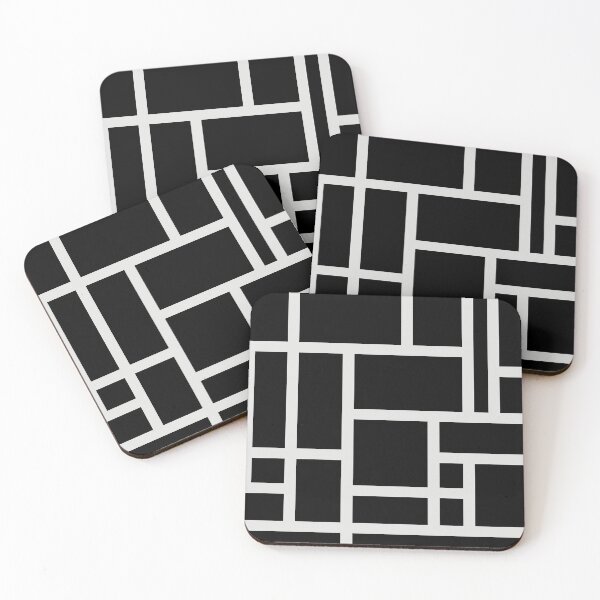 Item preview, Black and White Rectangular Geometric Block Art Design designed and sold by inquestyle.