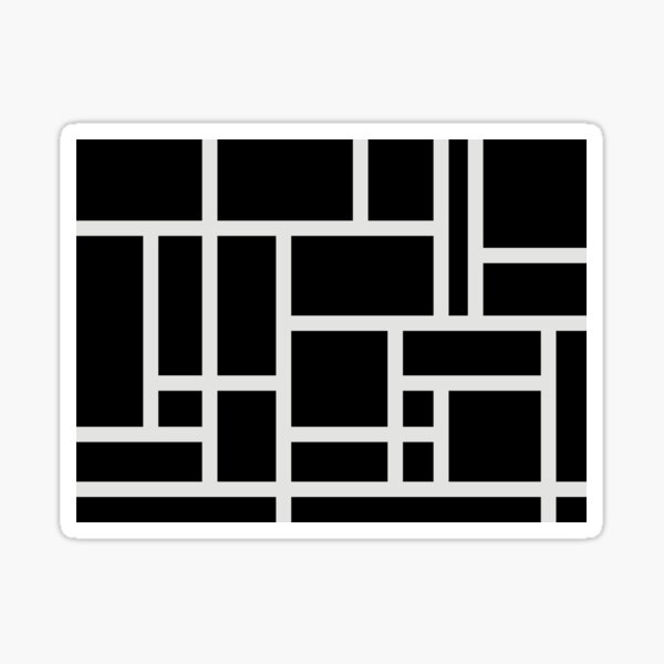 Black and White Rectangular Geometric Block Art Design Sticker