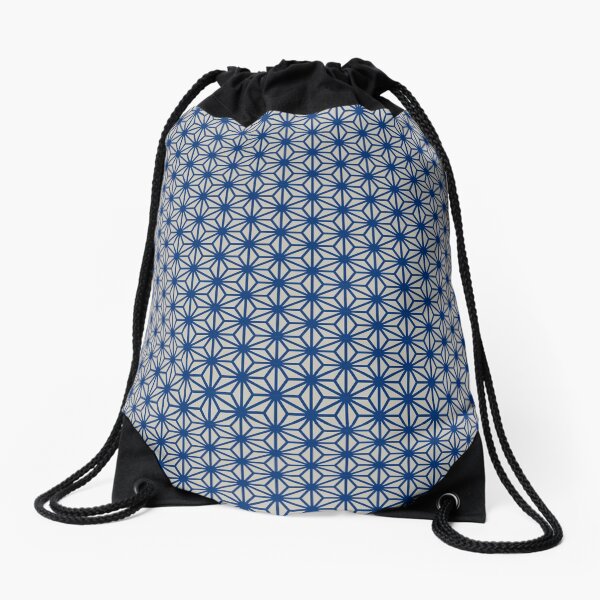 Asanoha Blue Drawstring Bag