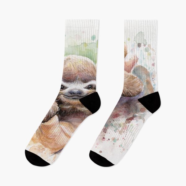 Item preview, Baby Sloth Watercolor Painting, Cute Baby Animals Print designed and sold by Olga Shvartsur.