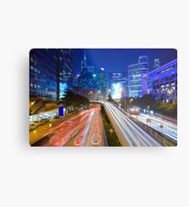Busy traffic in Hong Kong at night Metal Print