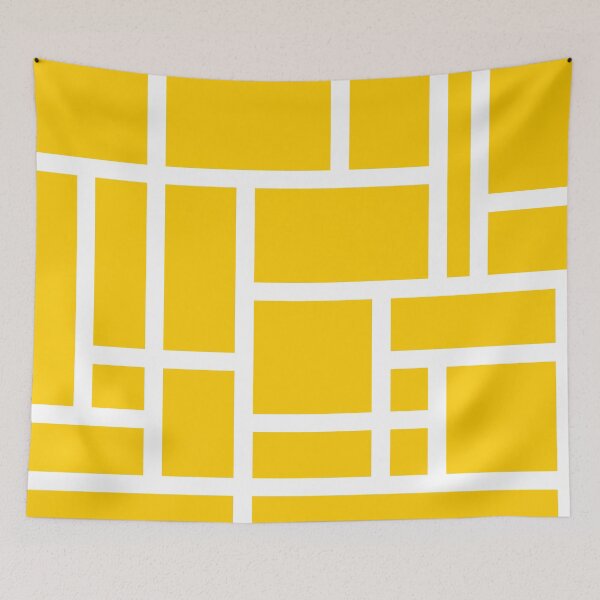 Item preview, Golden Yellow and White Rectangular Geometric Block Art Design designed and sold by inquestyle.