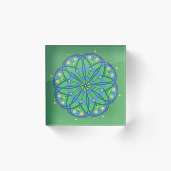 Abstract Peacock Flower Pattern Acrylic Block