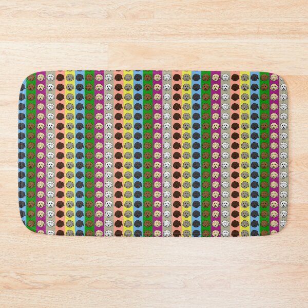 Item preview, Adorable Dood Dog heads - Doodle dogs on colorful stripes - Goldendoodle gift, Labradoodle gift, Poodle gift designed and sold by smooshfaceutd.