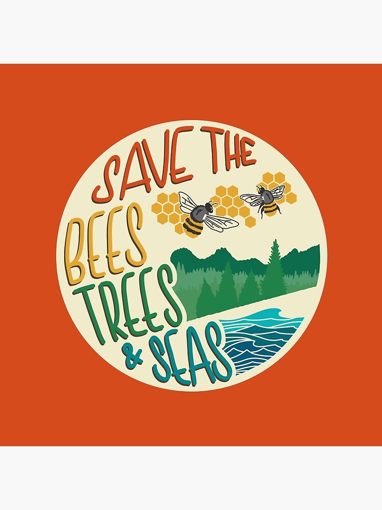 Thumbnail 3 of 3, Pin, Save The Bees, Trees, & Seas | Retro designed and sold by CarlosAlberto.