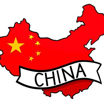 Aperçu de l'œuvre Autocollant de carte avec le drapeau de la Chine de Drawingvild