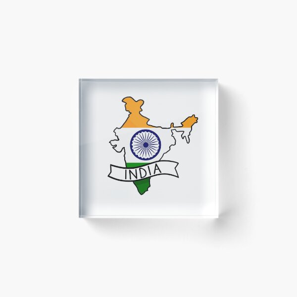Aperçu de l'œuvre Autocollant de carte du drapeau de l'Inde créée et vendue par Drawingvild.