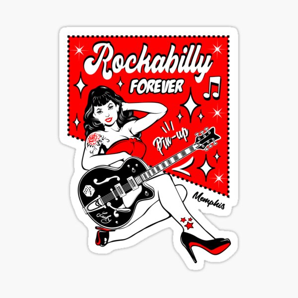 Rockabilly Sexy Pin Up Girl Guitar 1950s Sock Hop Rock and Roll