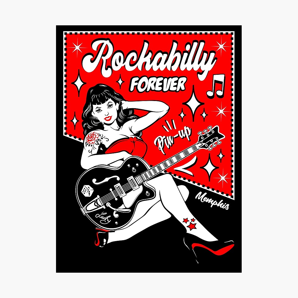 Rockabilly Sexy Pin Up Girl Guitar 1950s Sock Hop Rock and Roll Music  Poster for Sale by MemphisCenter | Redbubble
