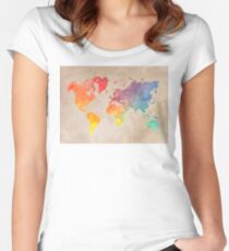 World Map maps Women's Fitted Scoop T-Shirt