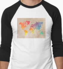 World Map maps Men's Baseball ¾ T-Shirt