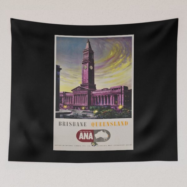 Item preview, Brisbane Queensland vintage travel poster designed and sold by stickart-marek.