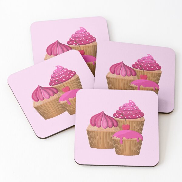 Artikelvorschau, 3 Pink Iced Cupcakes entworfen und verkauft von Pinnypin.