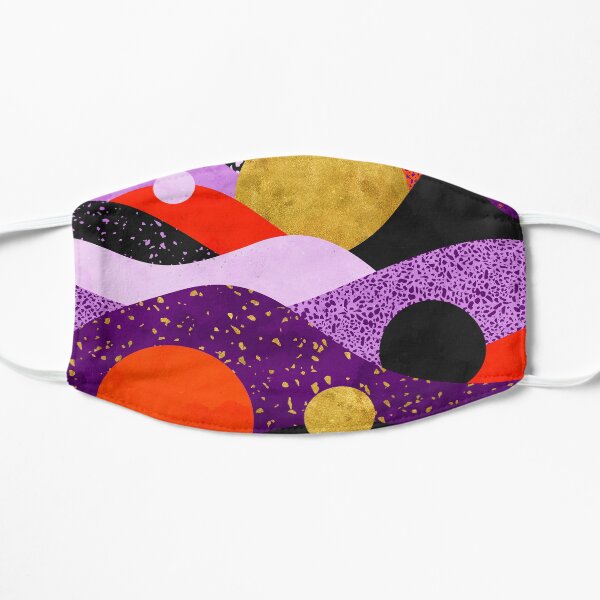 Terrazzo galaxy purple orange gold Flat Mask